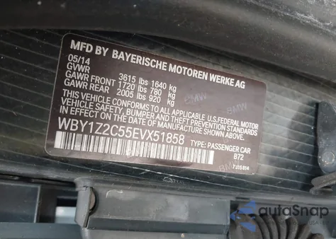 2014 BMW I3 from USA, damaged, VIN WBY1Z2C55EVX51858